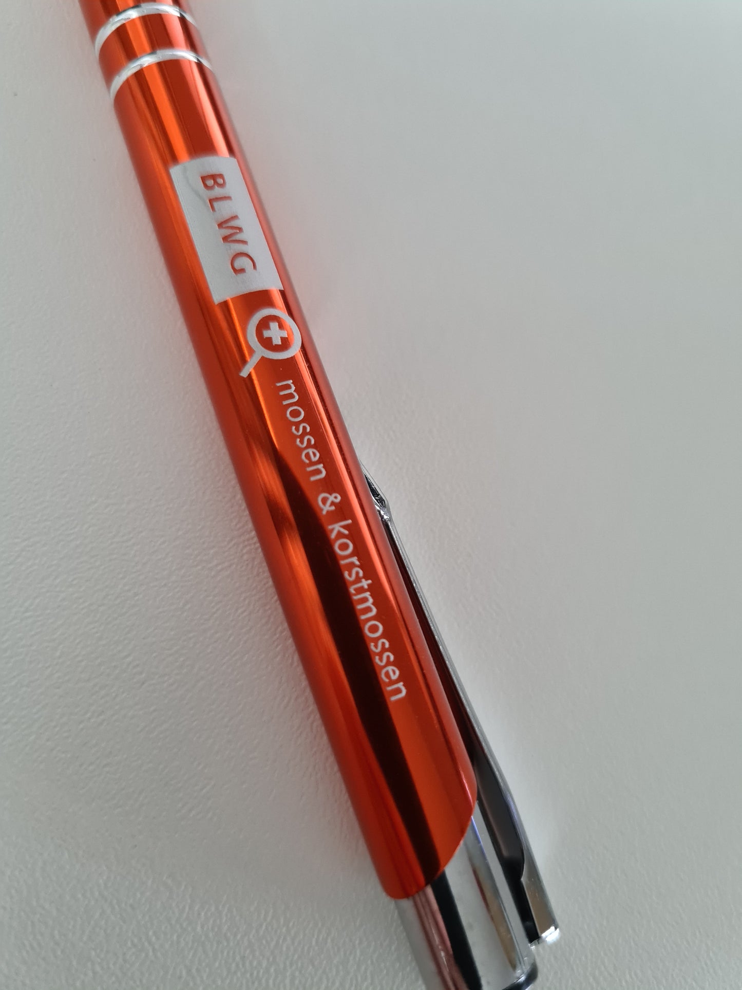Oranje, aluminium balpen met BLWG-logo