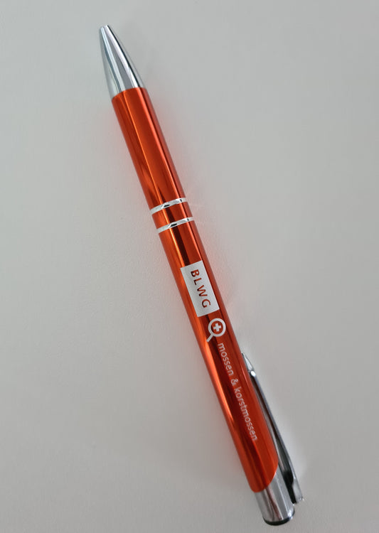 Oranje, aluminium balpen met BLWG-logo
